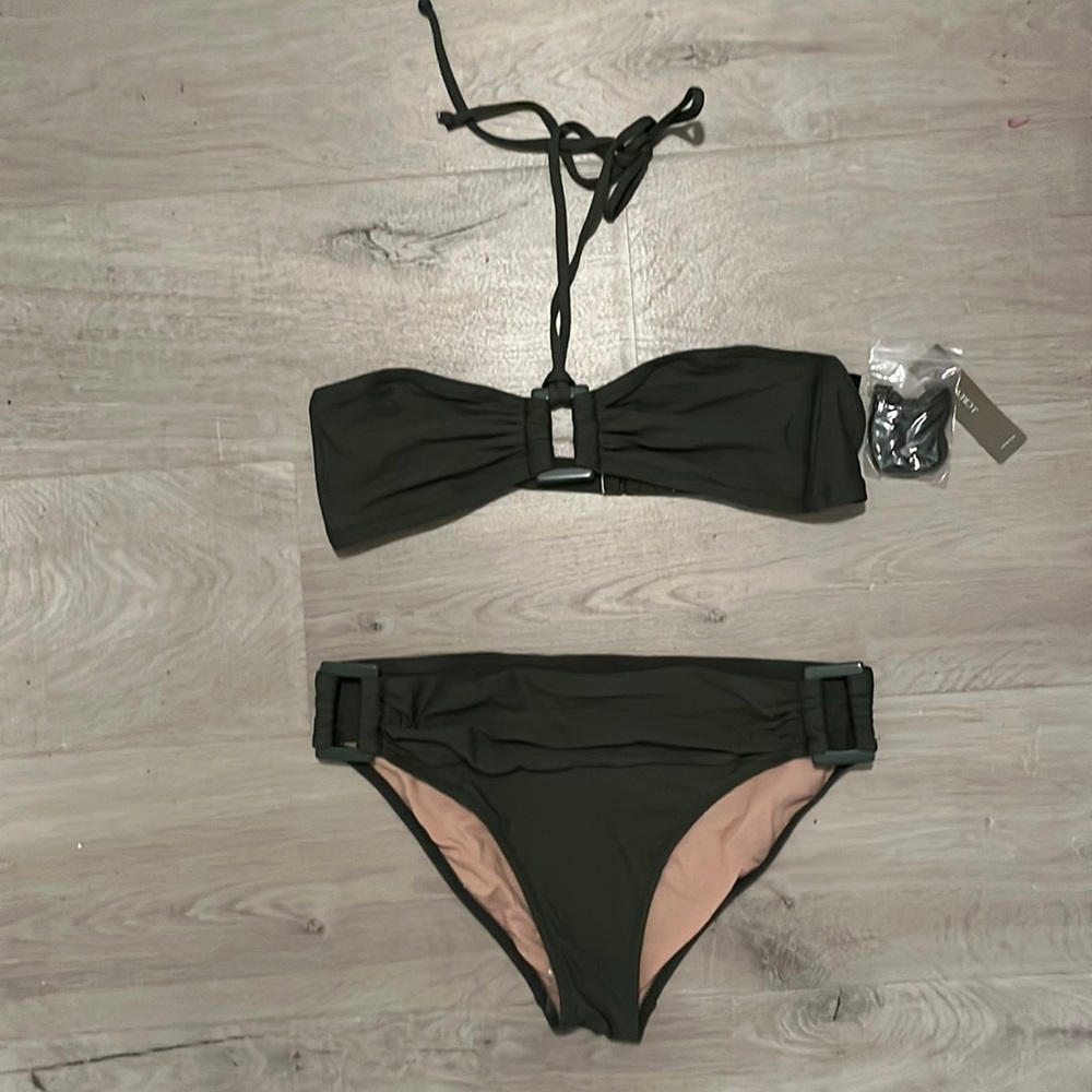 J. Crew Olive Green Bandeau Bikini Set